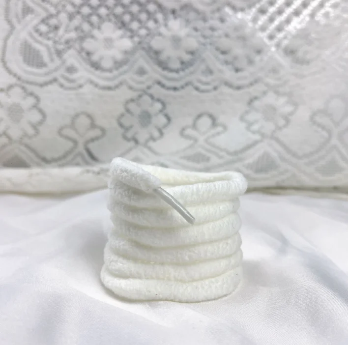 Polyester shoelaces custom fuzzy shoe laces round fluffy laces