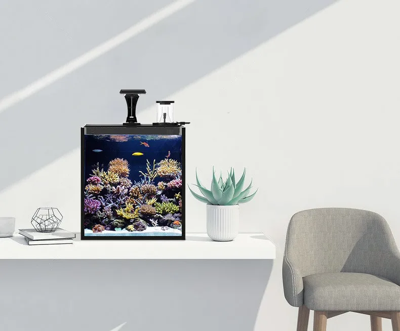 Rectangle Fish  Small Jellyfish Aquarium Cube Artificial Filter Pump Seawater Living Room  Home Full  Of Equipment