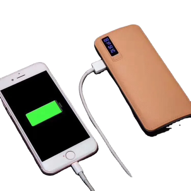 2021 new arrived 3 USB power bank 10000mAh portable power bank, fast charger leather power banks