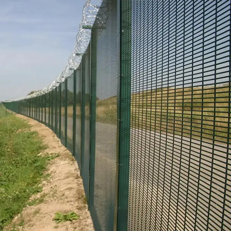 Green pvc coated wire mesh fence 3d bend no dig fence panels posts sets