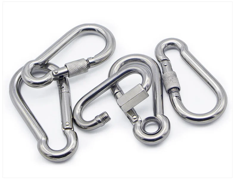 M4 Прямая поставка с завода оптовая продажа застежка-крючок 304 из нержавеющей стали пружинная кнопка для скалолазания карабин