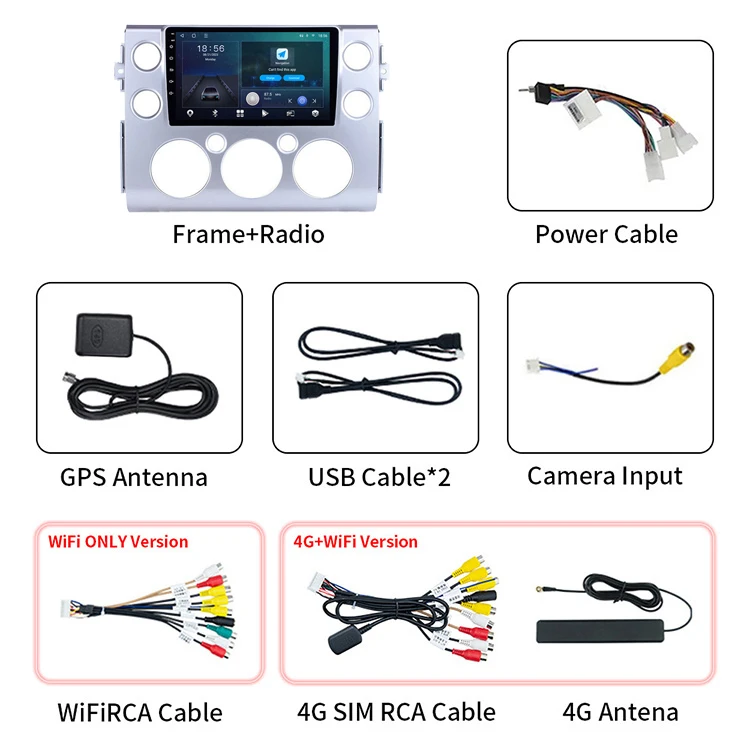 2 Din Touch Android Car Radio GPS Navigation DSP Carplay Stereo Multimedia Player Car Audio For Toyota FJ Land Cruiser 2007~2018