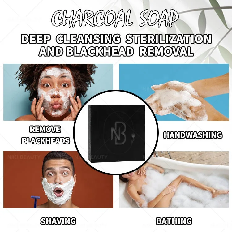 Private Label All Natural Organic Handmade Bar Brightening Whitening Body Black Bamboo Charcoal Soap For Skin Whitening