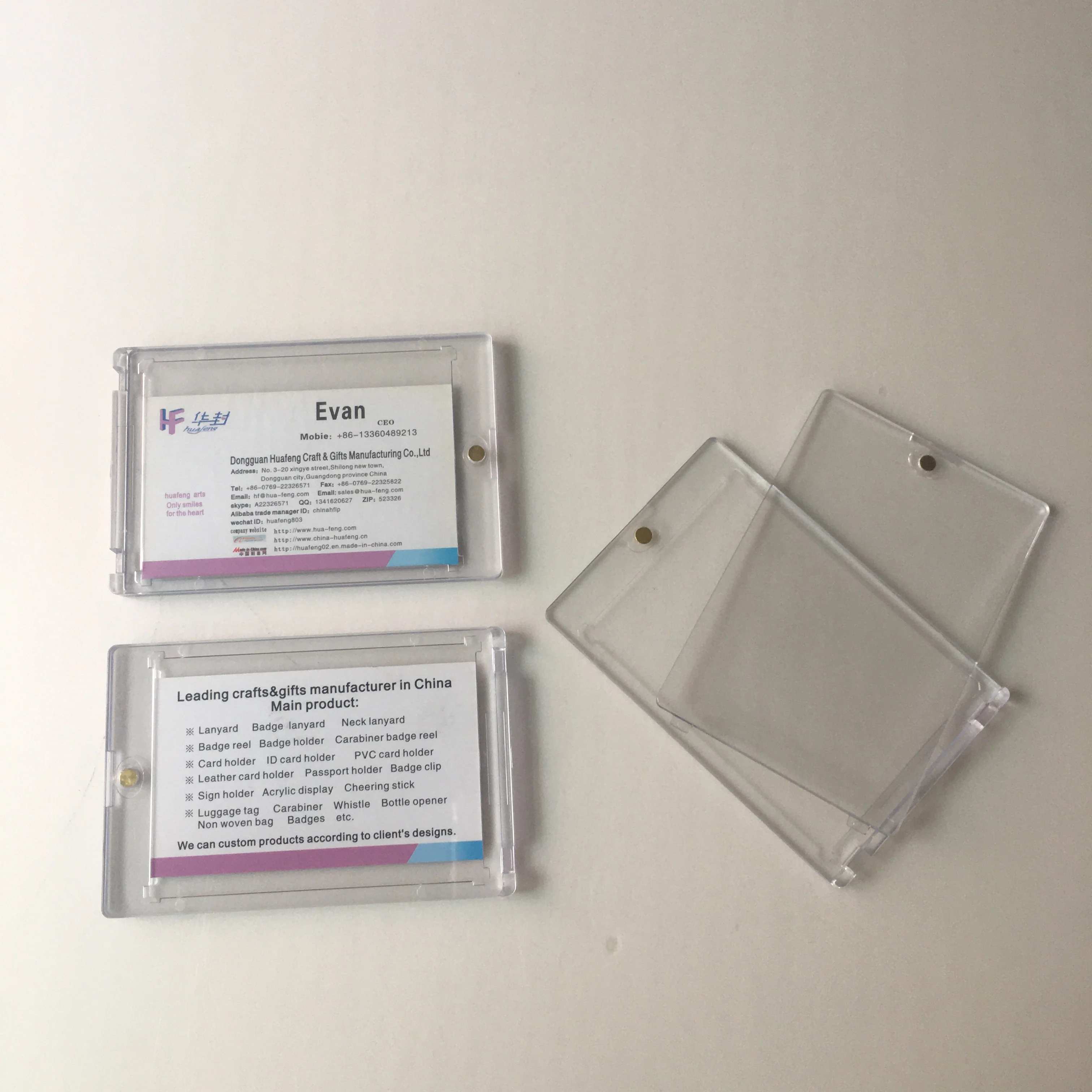 High Quality One Touch Acrylic 35Pt Uv Magnetic Clear Credit Card Case Tranaparent Id Name Card Holder