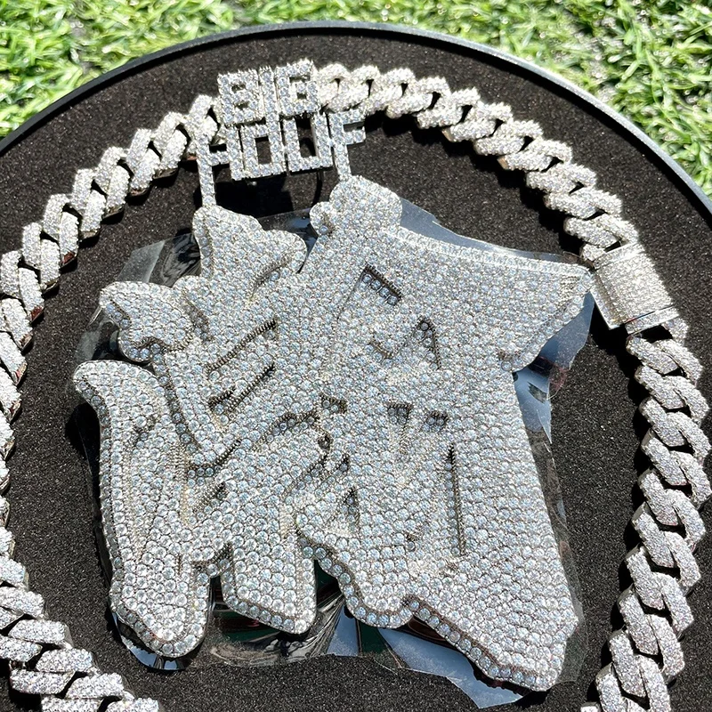 pass diamond tester hip hop jewelry s925 with vvs moissanite customize jewelry diamond custom pendant number pendant