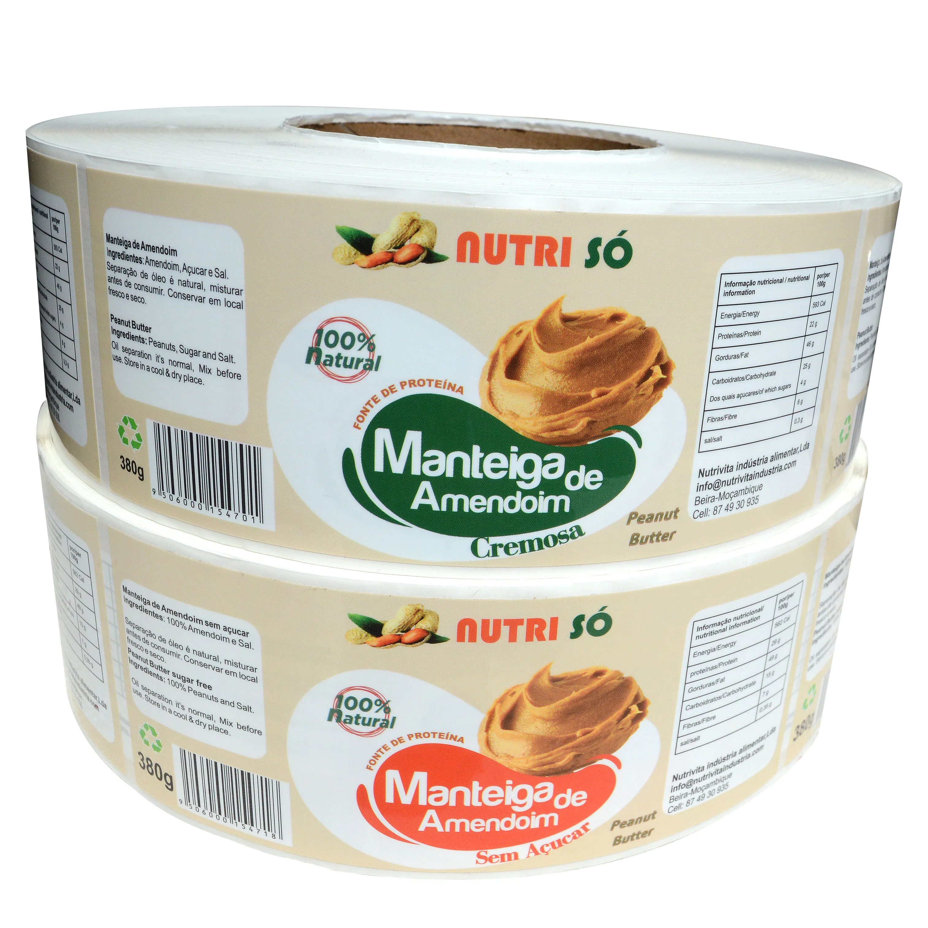 High quality custom waterproof organic oil butter chocolate fast food sticker for food packaging label printing