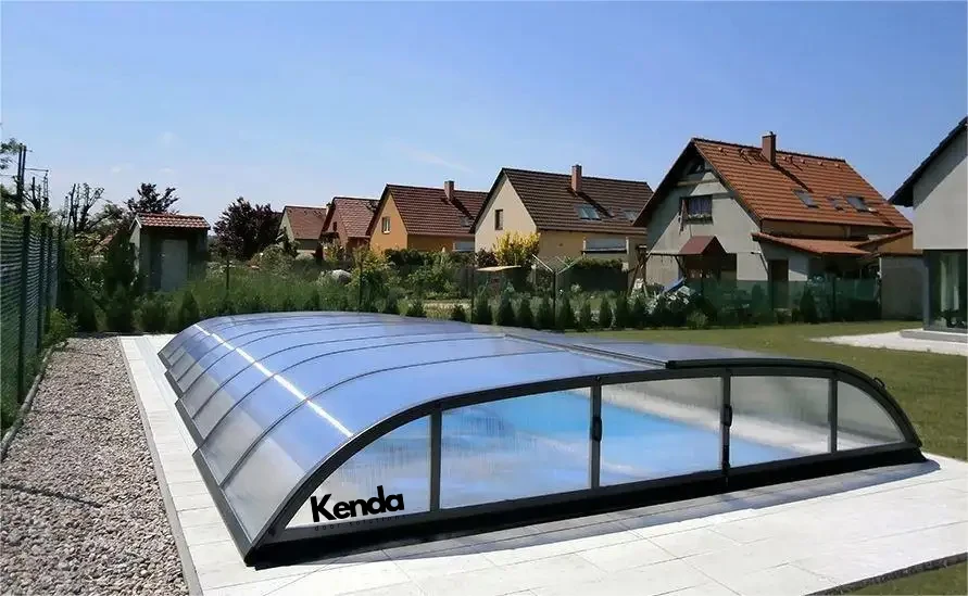 Factory direct sale swimming pool glass enclosure automatic air domes swimming dome windshield pool cover