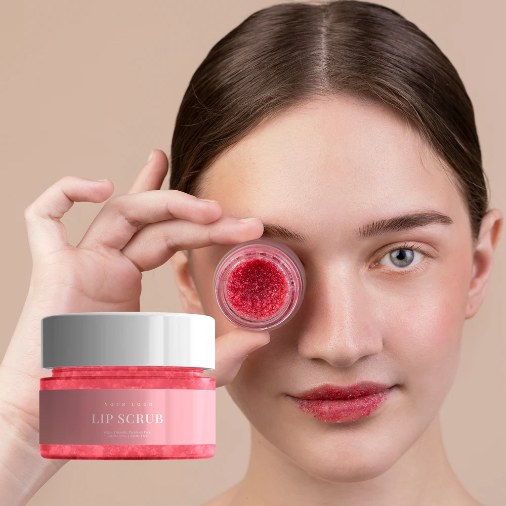 OEM Private Label Lip Care Exfoliating Repair Moisturizing Organic Jojoba Sugar Lip Scrub With Logo