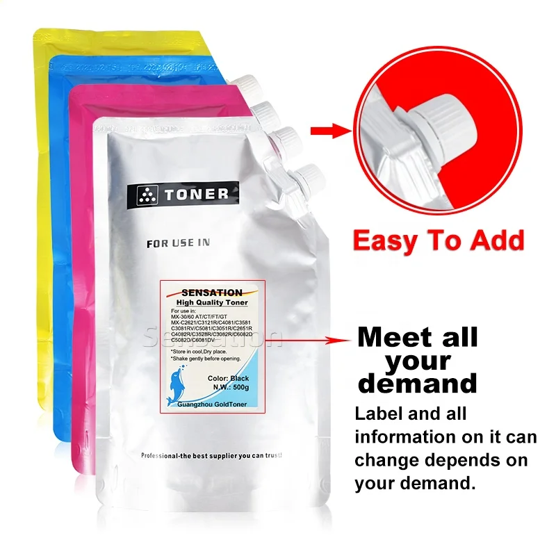 Compatible MX30 MX60 MX61 Japan Bulk Toner Powder For Sharp MX-3050N 3070N 3550N 4050N 6050N 6070N Color Copier Refill Toner