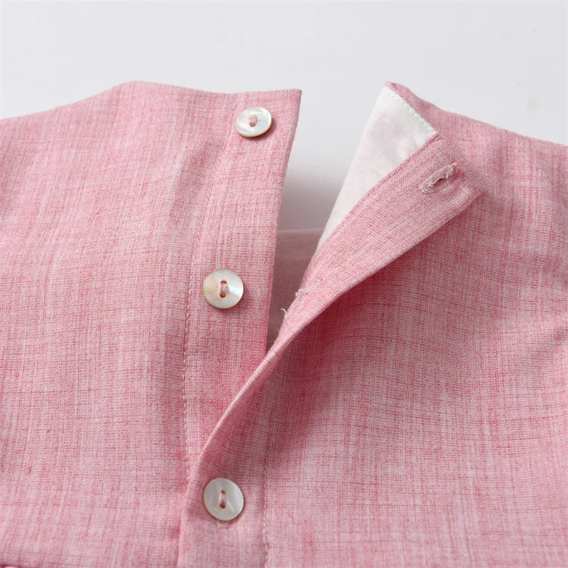 2024 In Stock Baby Girl Dresses Hand Smocked Linen Cotton Spanish Boutique Clothes Children Embroidery Summer Kids Dress