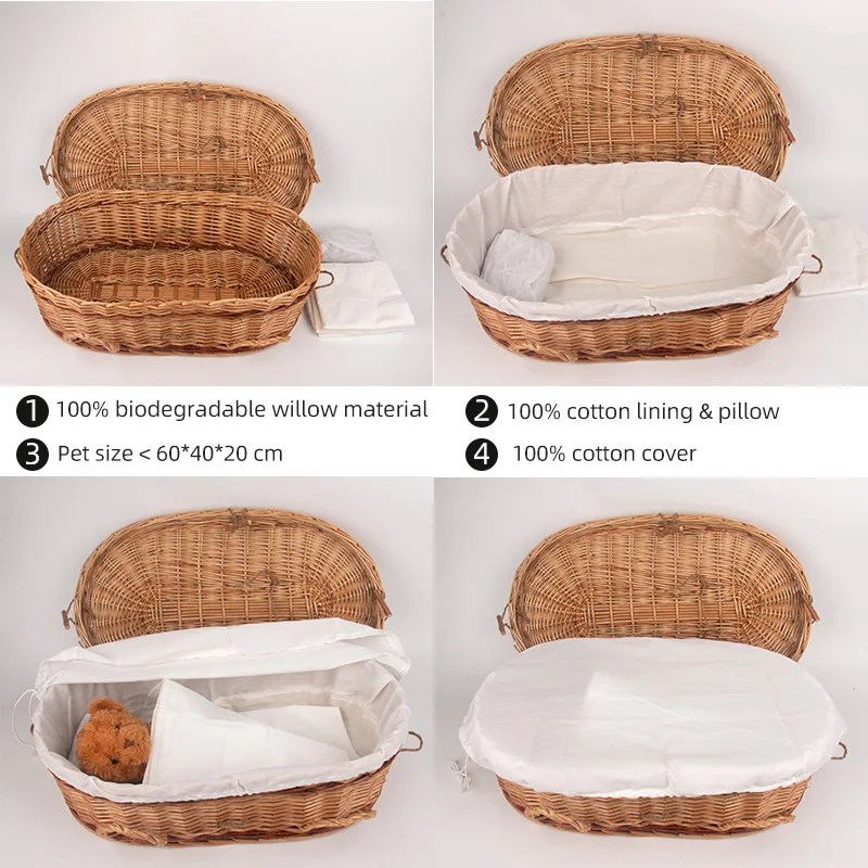 Biodegradable Urn Environmental Friendly Wicker Baby Caskets Coffins With Handle European Style Bio Wicker Coffin Casket