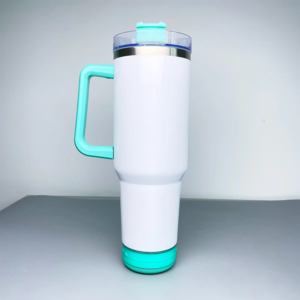 USA Warehouse 40oz Double Walled Stainless Steel Music Player in Stock Speaker Music Travel Tumblers for Sublimation Transfer