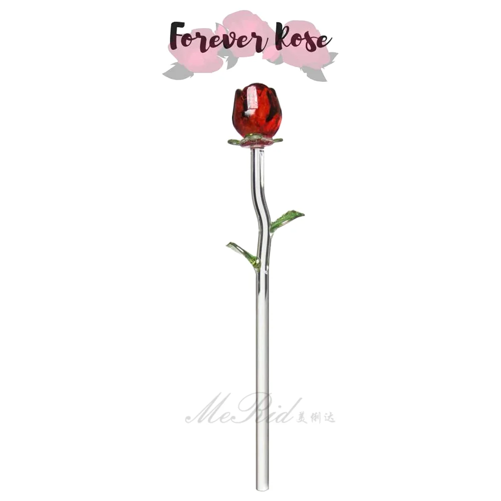 Beautiful Murano Lampwork Long Stem Glass Rose Flower Wholesale For Valentines Eco-friendly