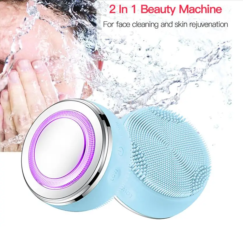 
Sonic Silicone Face Cleansing Brush 2 In 1 Led Photon Face Massage Deep Pore Cleaner Acne Remover Face Lifting Free Shipping 
