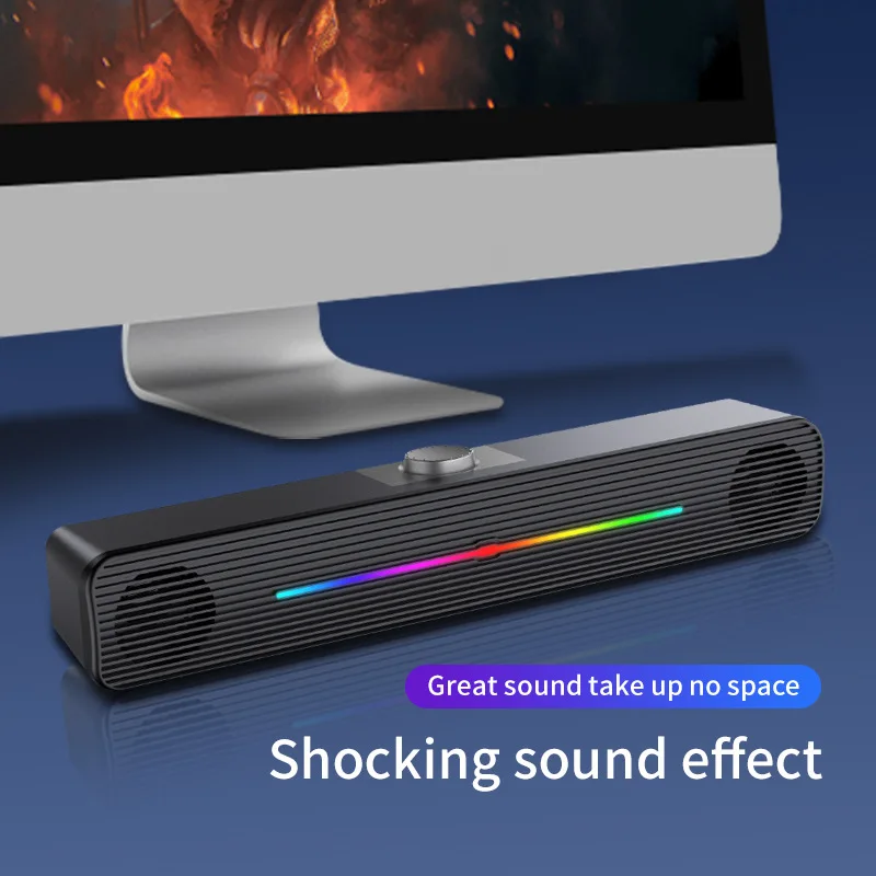 USB Powered Wired PC Gaming Speaker RGB Computer Sound Bar Desktop Speaker