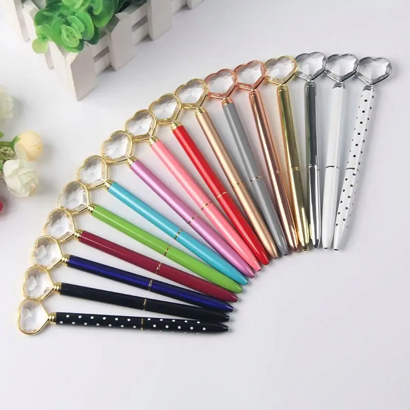 custom logo engraved diamond gift metal ballpoint heart love wedding gift