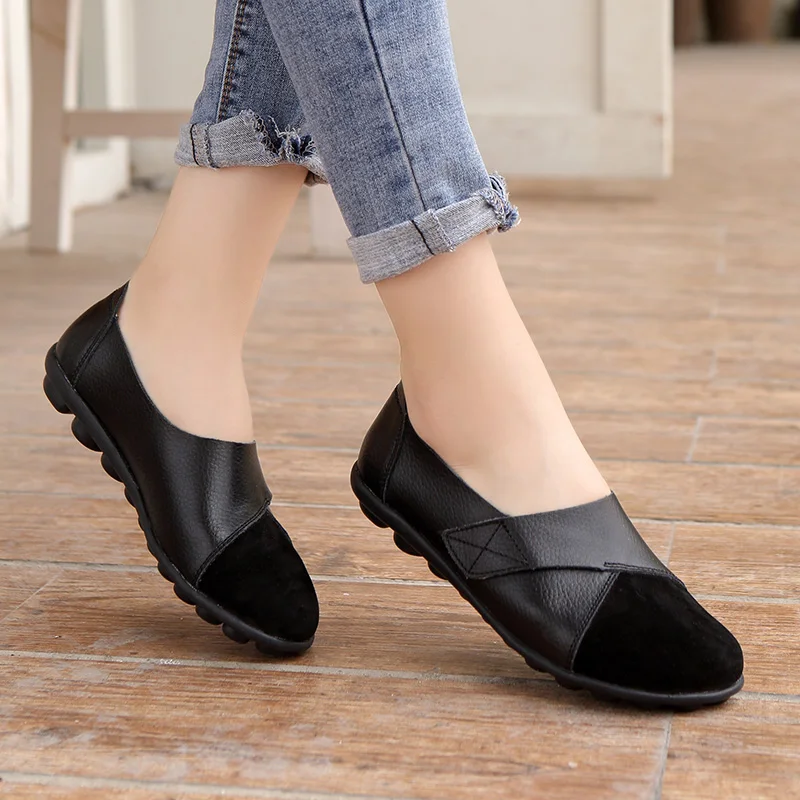 Woman's Flats Loafers Shoes Soft Genuine Leather Casual Big Size 35-44 Mocassin Boat for Women