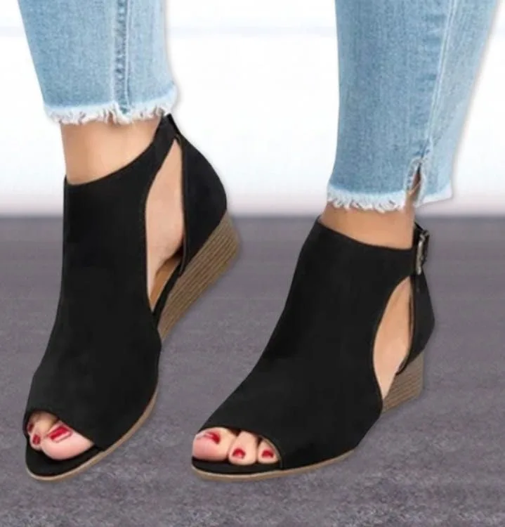 Women Shoes Summer wedge sandals fish mouth buckle Sandals High Heel