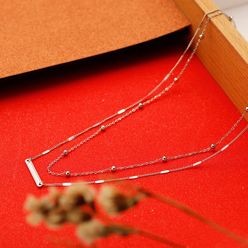 New Korean Trendy Stainless Steel Jewelry Double-layer Necklace Hip-hop Style Simple Pendant Necklace