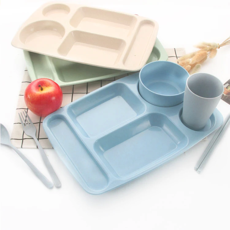 Wheat Straw Eco-Friendly Tableware Set Portable Family Unbreakable Dinnerware Sets