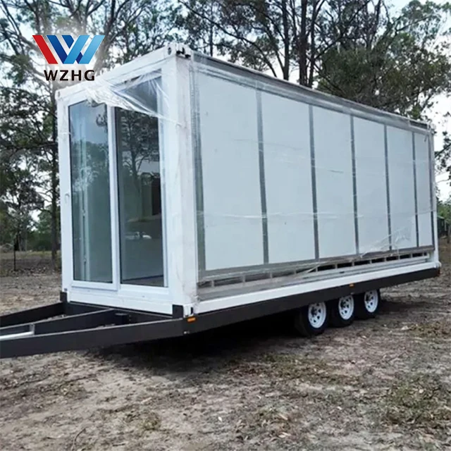 low price cheap prefab tiny house container towing travel trailer house on wheels