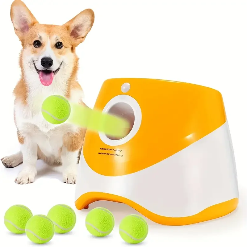 Rechargable Dog Tennis Automatic Launcher Dogs Chasing Toy Mini Tennis Throwing Pinball Machine Fun Pet Interactive Throw Device