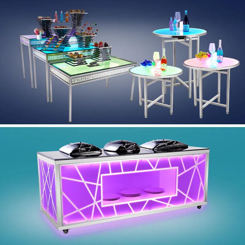 Dining Buffet Cafeteria with Induction Food Warmers Led Lighting Catering Table Rectanglemodern Marble Buffet Station Banquet