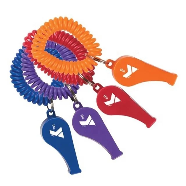 Пластиковый свисток со спиральным браслетом, Детские игрушечные свистки со спиральным браслетом