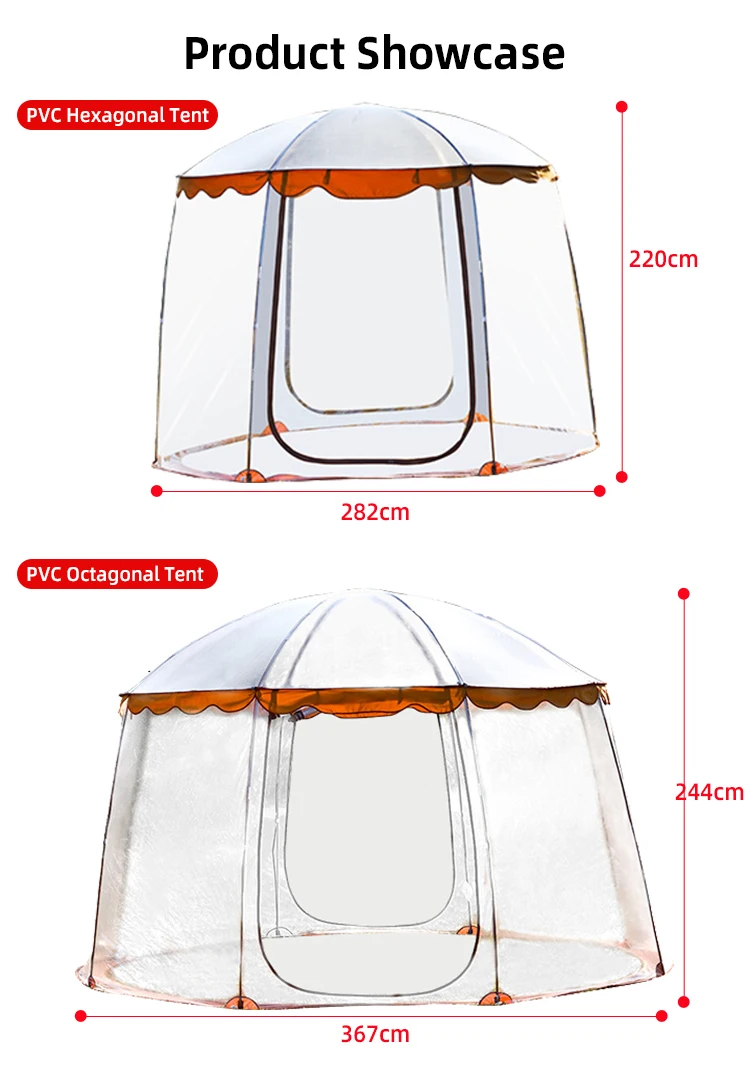 Rainproof And Transparent Storage Bubble Tent Pvc Ball Tent Luxury Camping Beach Tent With Wave Lace Surrounding Curtain