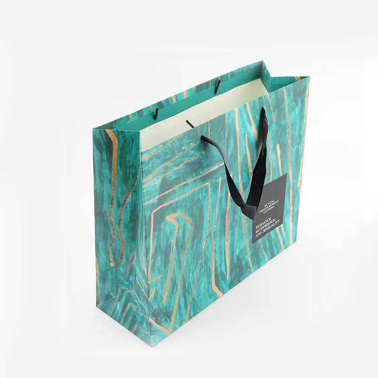 Your Own Logo Boutique Clothing Packaging Bag Garment Shopping Gift Paper Bags With Ribbon Handle