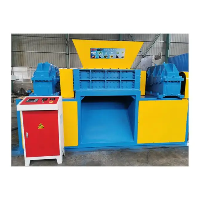 Best quality used waste metal crusher rubber double shaft pallet shredder for sale