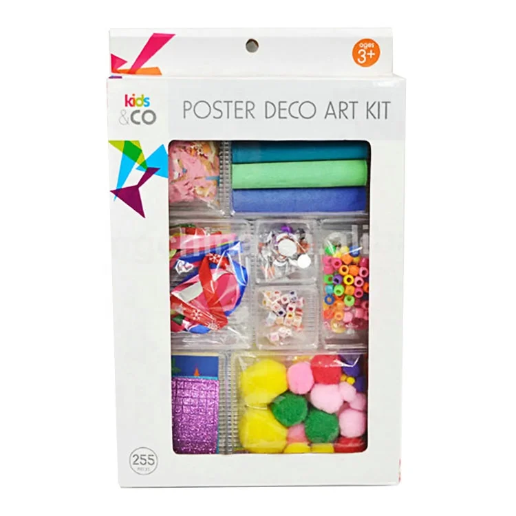 Festival christmas DIY poster decoration assorted art kit pompoms glitter sequins chalk beads craft bulk gift set kids creative
