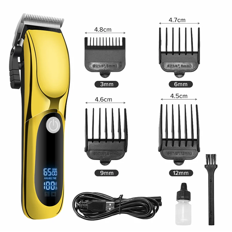 professional LCD display low noise rechargeable cordless gold hair trimmers & clippers for sale