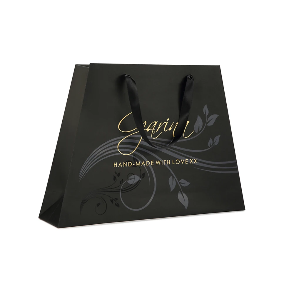 Custom Luxury Gold solid color Retail Shopping Gift Paperbag Packaging Boutique Bags Matte White Paper Bag With Your Own Logo