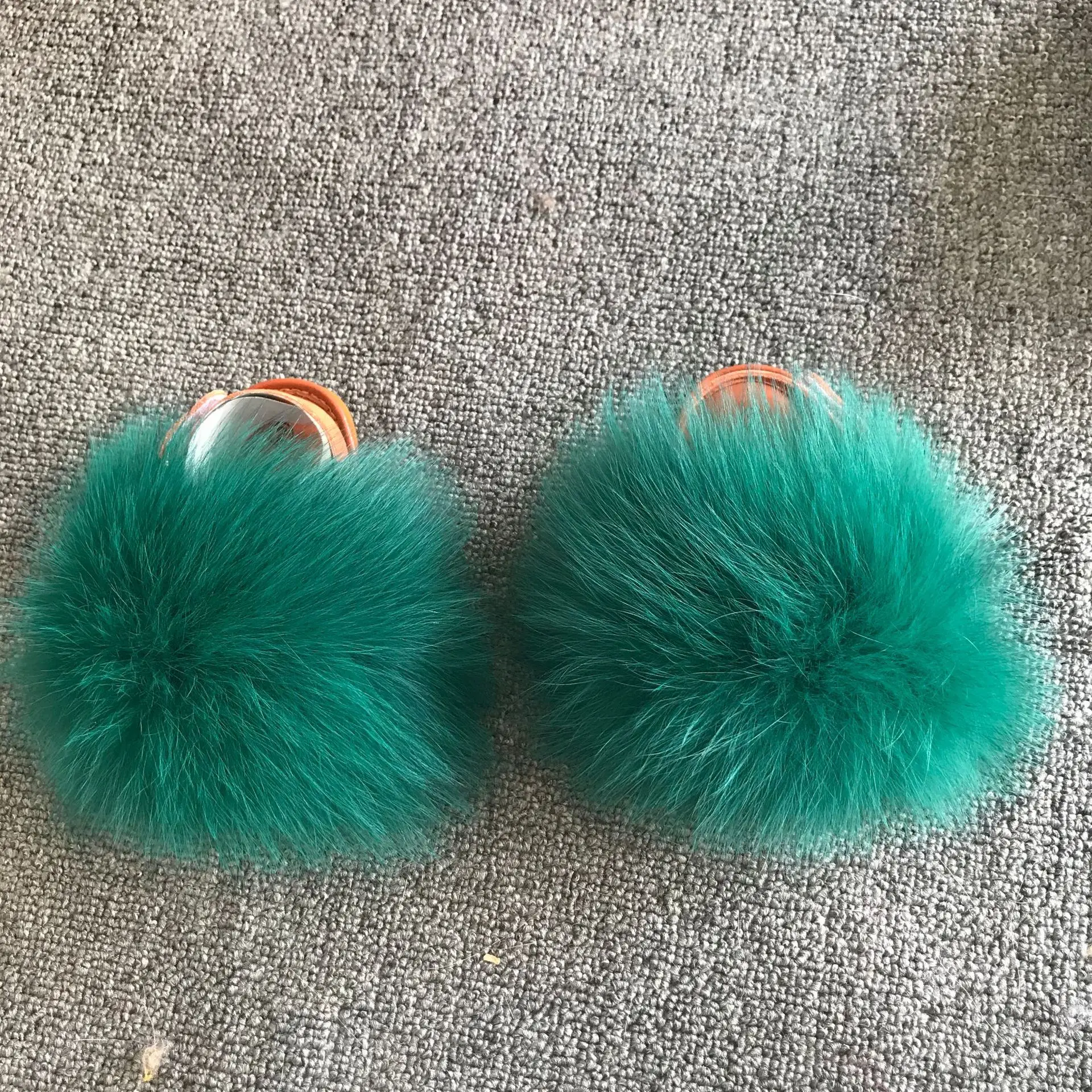 Kids Fluffy Slippers Children Slides Real Fox Fur Flip Flops Plush Shoes Girls Outdoor Fur Slipper Furry Home Cute Baby Sandals