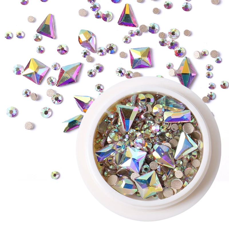 Customized Nail Jewelry Factory Price Wholesale Multi-sizes Shapes Crystal Diamond Flatback Nail Art Decoration Rhinestone