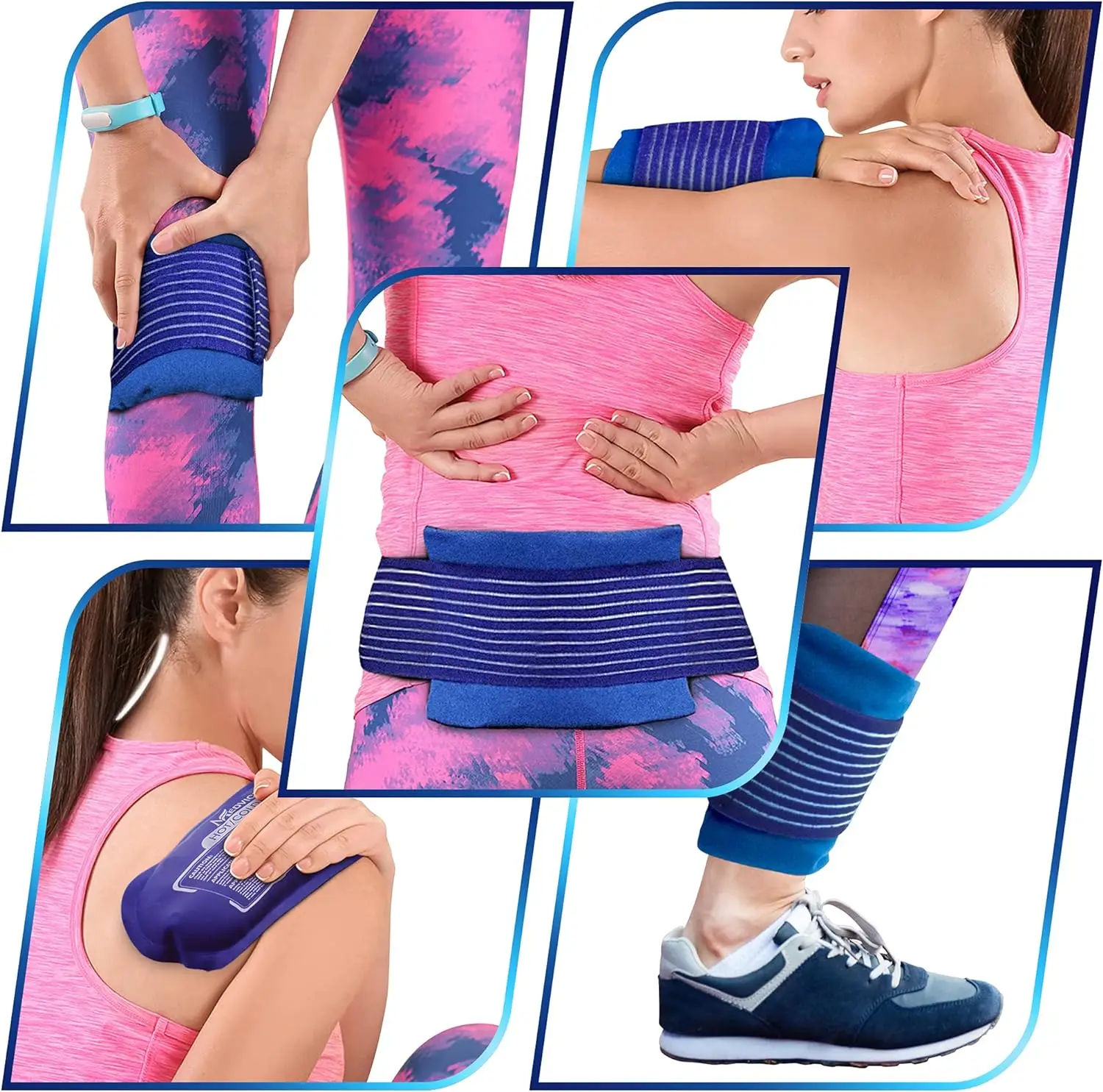 2 Reusable Hot and Cold Ice Packs for Injuries Body Inflammation Adjustable & Flexible for Knees, Back, Shoulders, Arms and Legs