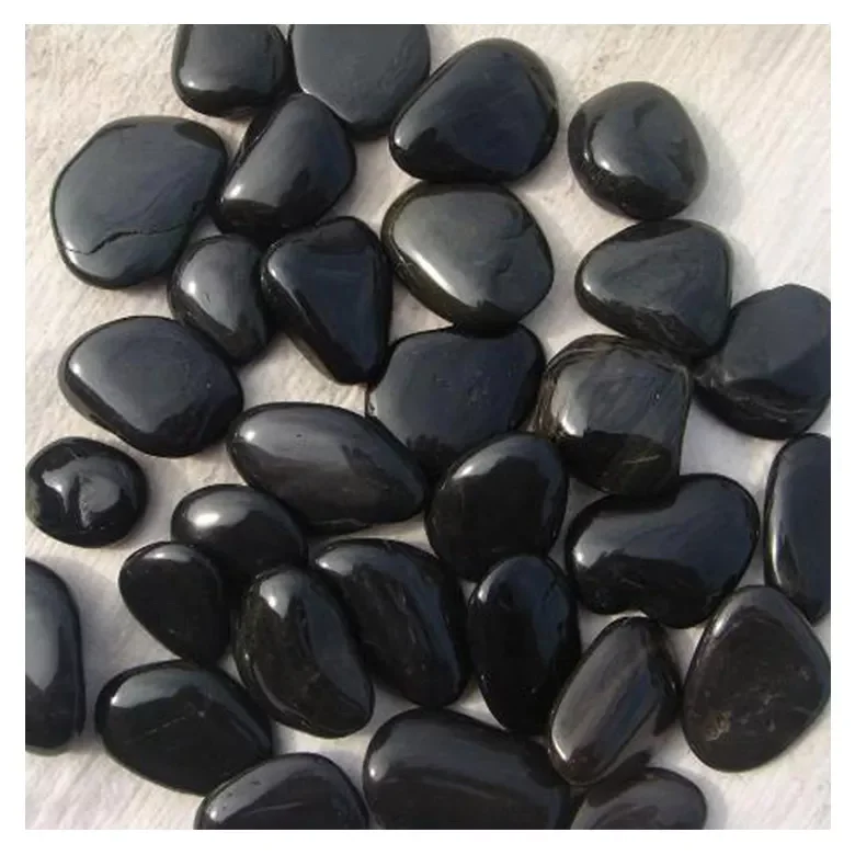 China Natural High-Polished River Stone Black Cobbles & Pebbles for Landscaping