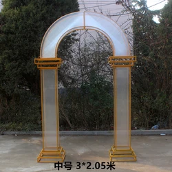 2022 new European style sunshine board golden arch square column wedding background props arch wedding