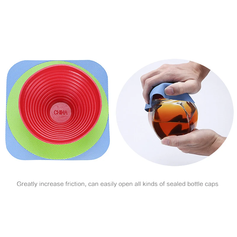 3-Piece Multifunctional Silicone Kitchen Tools Home Jar Opener Pot Holder Anti-Skid Bottle Grip with Corkscrew for Wine