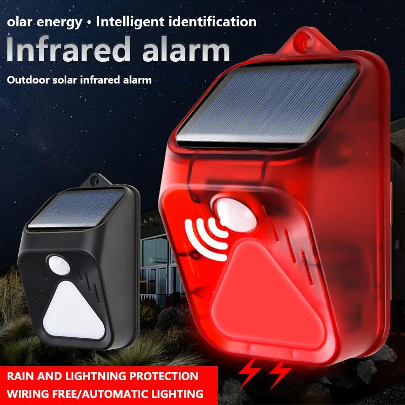 Remote Controlled Wireless Outdoor PIR Motion Sesnors Alarm with Solar Panel