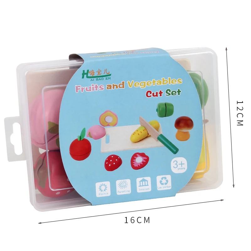 New Montessori Early Education Wooden Pretend Play Cutting Toy Box Fruit Vegetable Cutting Toy For Kids