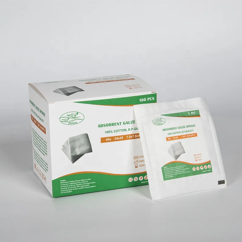 Абсорбирующий стерильный марлевый тампон/губка по стандарту CE/ISO для медицинских целей