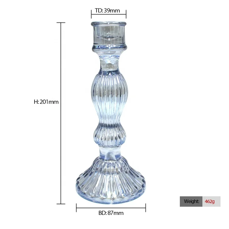 LANGXU Set of 3 Crystal Taper Tall Glass Candle Holders Candlestick clear Glass Pillar Candle Holder Welcome Oem