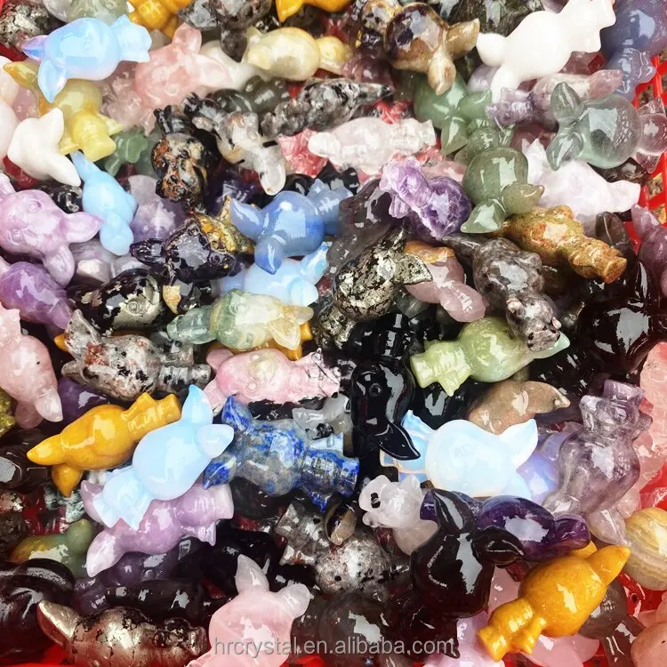 Healing Semi-precious Stone Crafts Mini Crystal Pig Piglet Gemstone Crystal Animal Carving