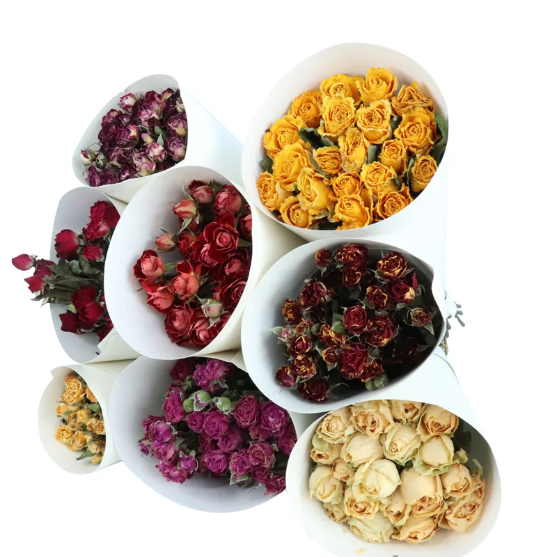 Большие продажи от фабрики Kunming, настоящие натуральные сухие букеты роз с выемкой для украшения интерьера дома, офиса, ресторана
