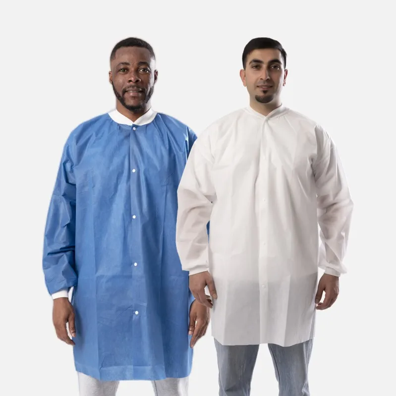 Type PB6B Lab Coat Polypropylene SMS Mciroporous Non Woven Laboratory Coat Customized Disposable Labcoat White Blue Labcoats