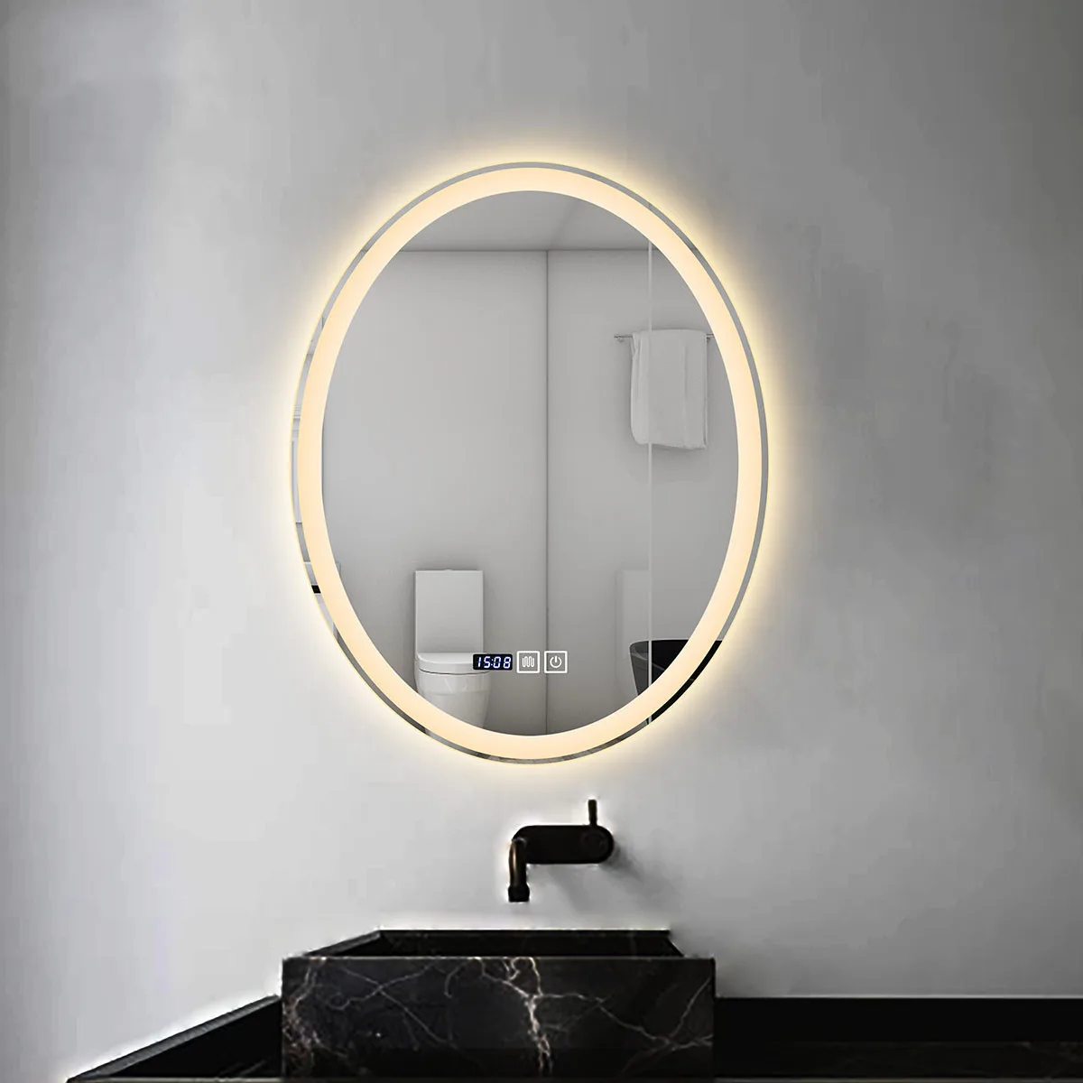 Custom touch sensor wall mounted Irregular Led mirror frameless bathroom backlit mirror with light for hotel