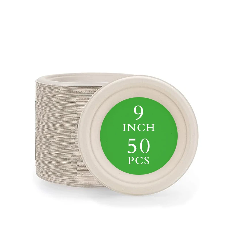 pizza plate bagasse 50pcs 100pcs 10inch 12inch biodegradable bagasse food container