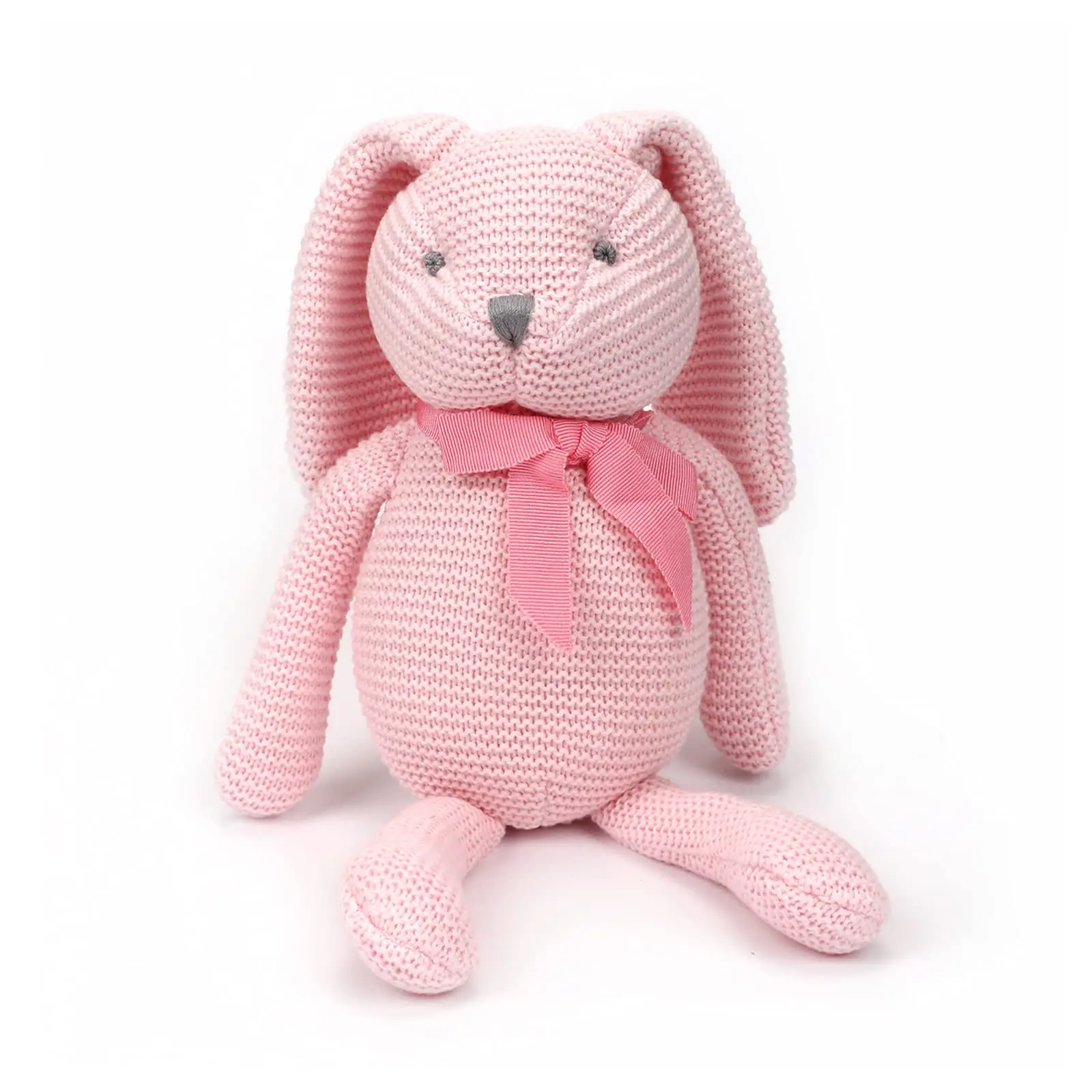 100% Organic Cotton Fabric Stuffed Pink Rabbit Toy 7.1 Inches For Children Over 0 Years Old